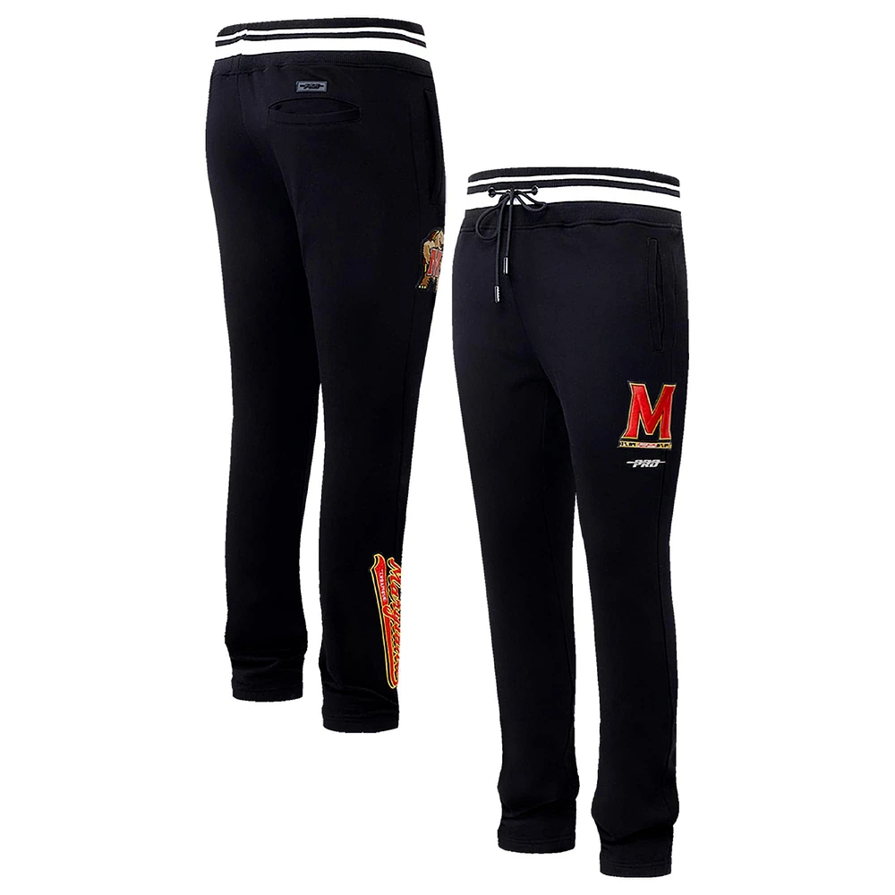 Pantalon de survêtement en polaire Pro Standard noir Maryland Terrapins Script Tail pour hommes