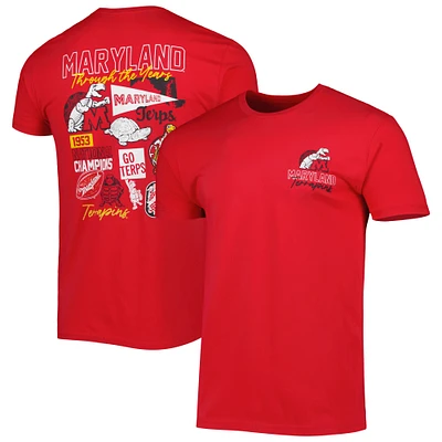 Men's Red Maryland Terrapins Vintage Through the Years 2-Hit T-Shirt