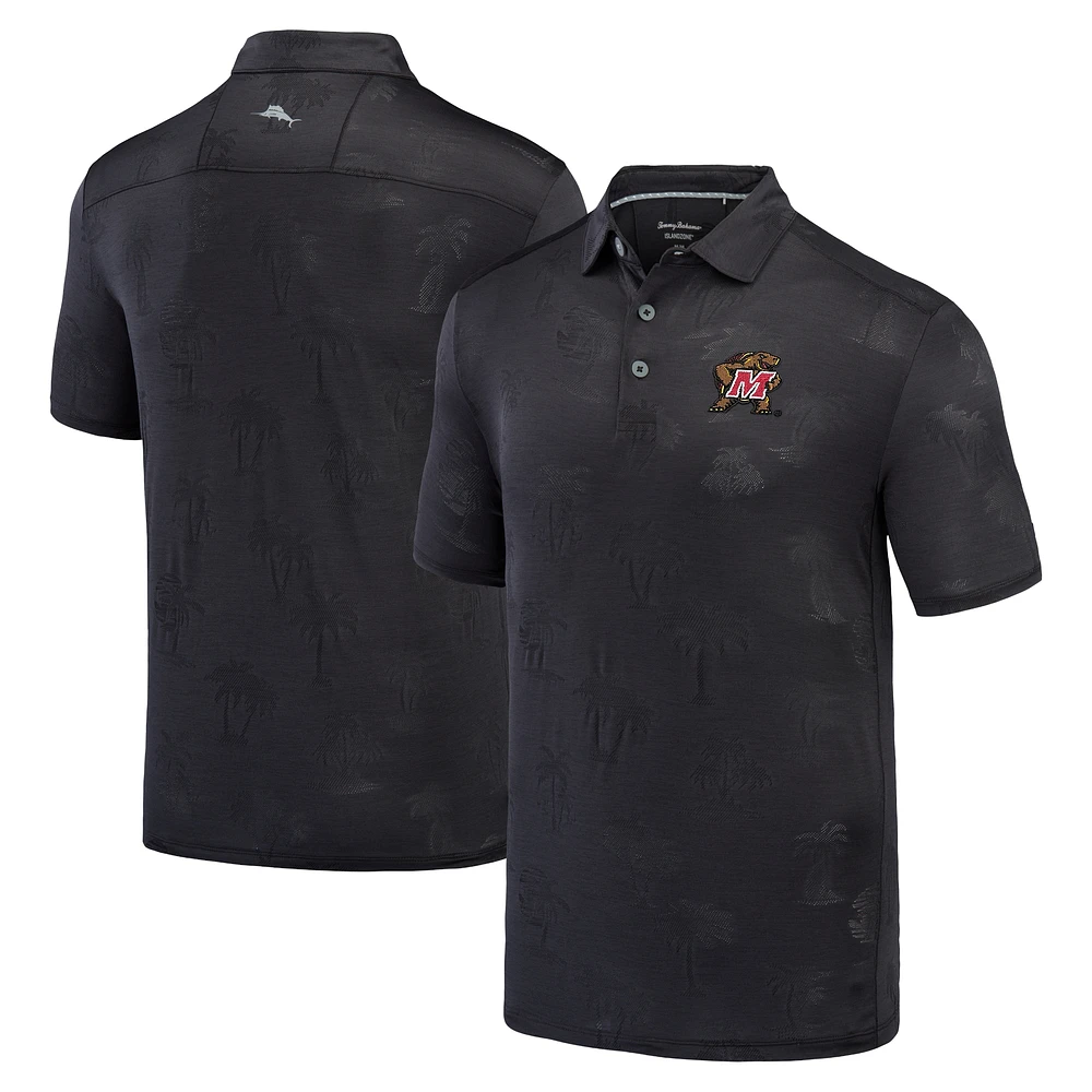 Men's Tommy Bahama Black Maryland Terrapins Sport Palm Coast Palmera IslandZone Polo