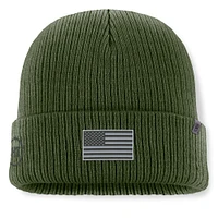 Bonnet tricoté à revers avec badge d'appréciation militaire OHT Top of the World pour homme, vert Maryland Terrapins