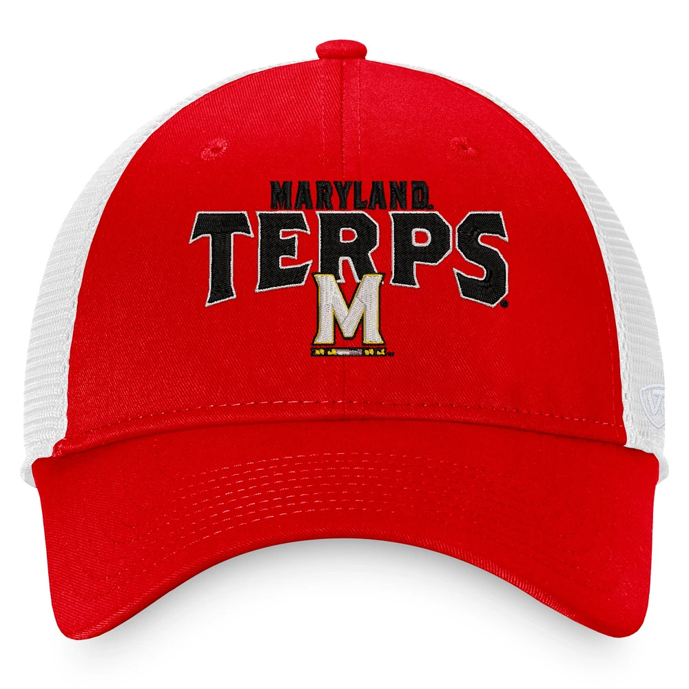 Men's Top of the World Red/White Maryland Terrapins Breakout Trucker Snapback Hat