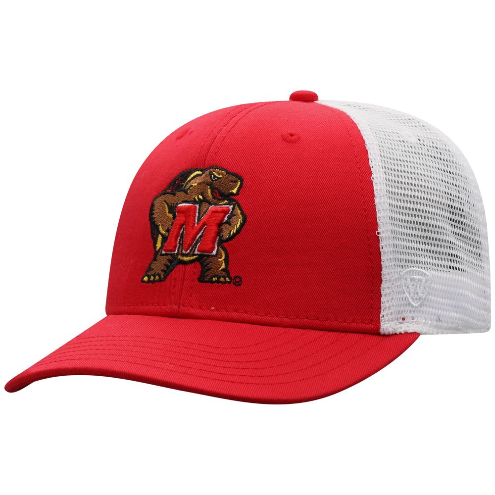 Men's Top of the World Red/White Maryland Terrapins Trucker Snapback Hat