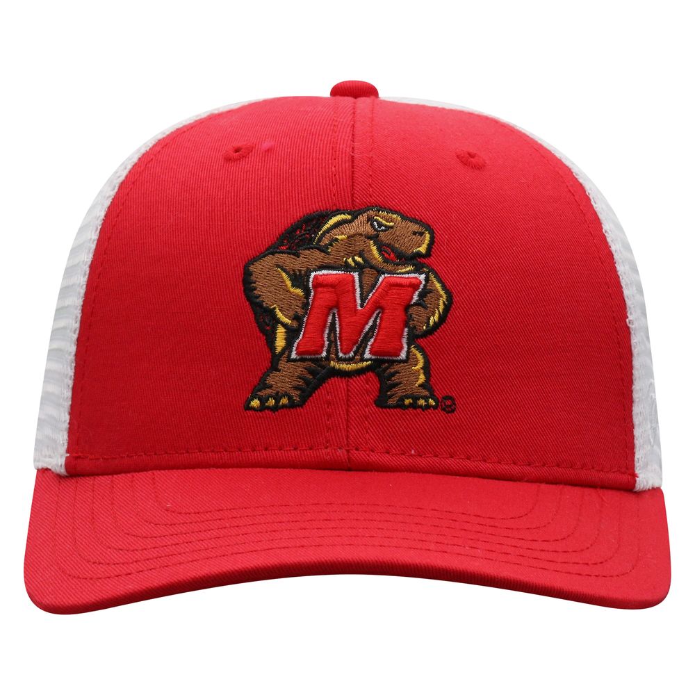 Men's Top of the World Red/White Maryland Terrapins Trucker Snapback Hat