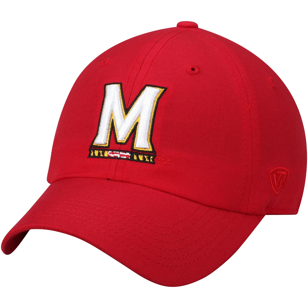 Men's Top of the World Red Maryland Terrapins Primary Logo Staple Adjustable Hat