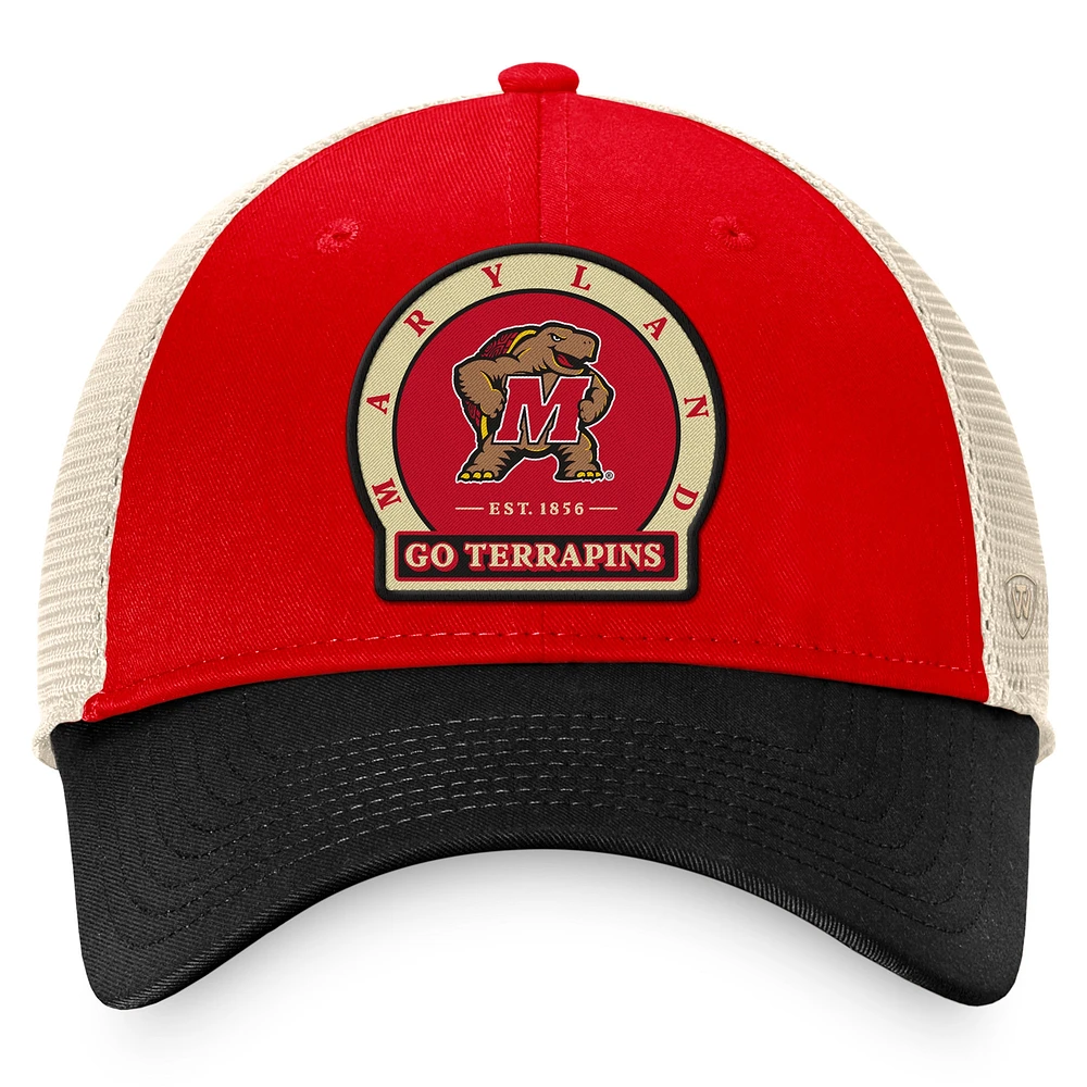 Casquette réglable pour hommes Top of the World Red Maryland Terrapins Refined Trucker