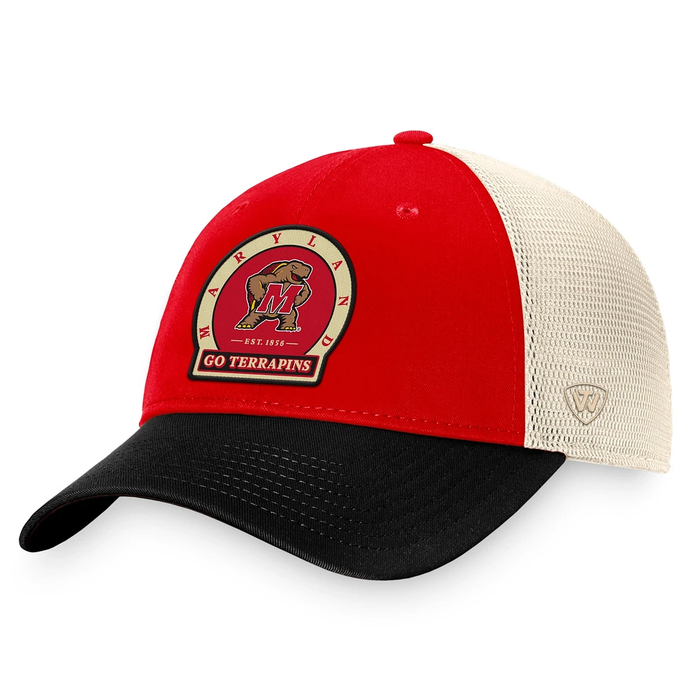 Casquette réglable pour hommes Top of the World Red Maryland Terrapins Refined Trucker