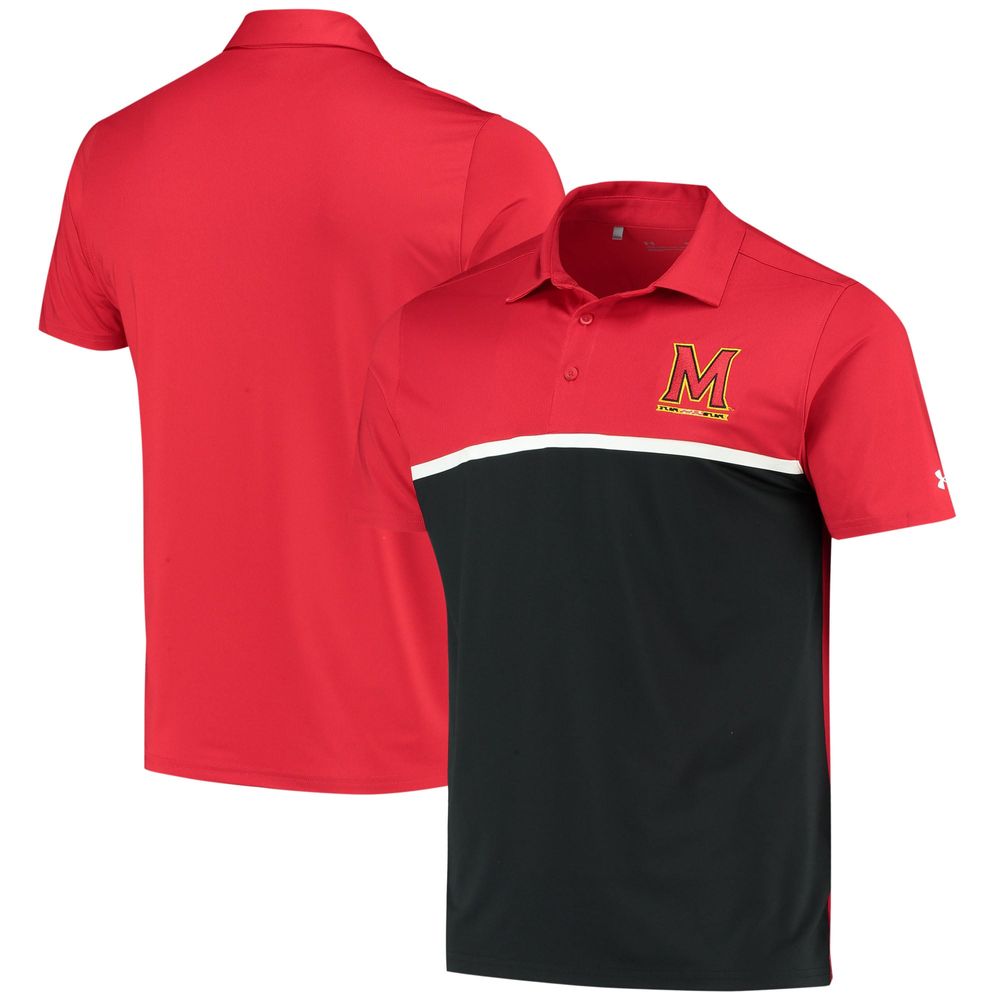 Men's Under Armour Black/Red Maryland Terrapins Game Day Performance Polo