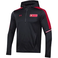 Sweat à capuche quart de zip Under Armour pour hommes, Maryland Terrapins 2023 Sideline, noir