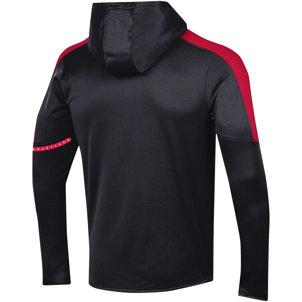 Sweat à capuche quart de zip Under Armour pour hommes, Maryland Terrapins 2023 Sideline, noir