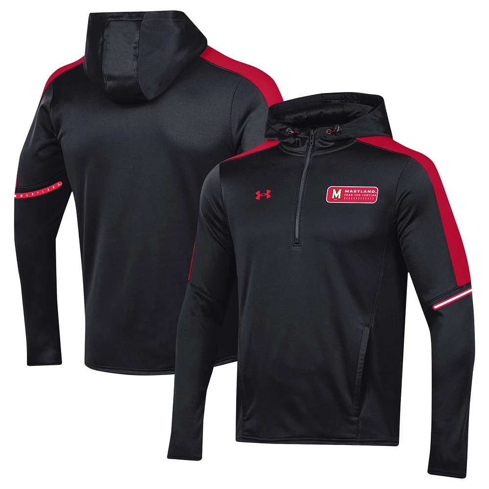 Sweat à capuche quart de zip Under Armour pour hommes, Maryland Terrapins 2023 Sideline, noir