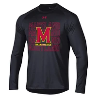 Men's Under Armour Black Maryland Terrapins 2023 Sideline Tech Raglan Long Sleeve T-Shirt