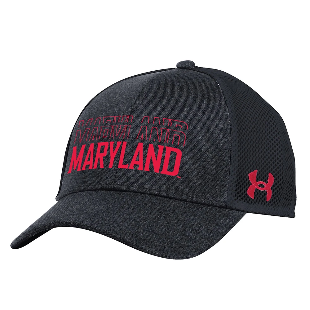 Casquette ajustable noire Maryland Terrapins 2024 Sideline Blitzing Trucker pour homme de Under Armour