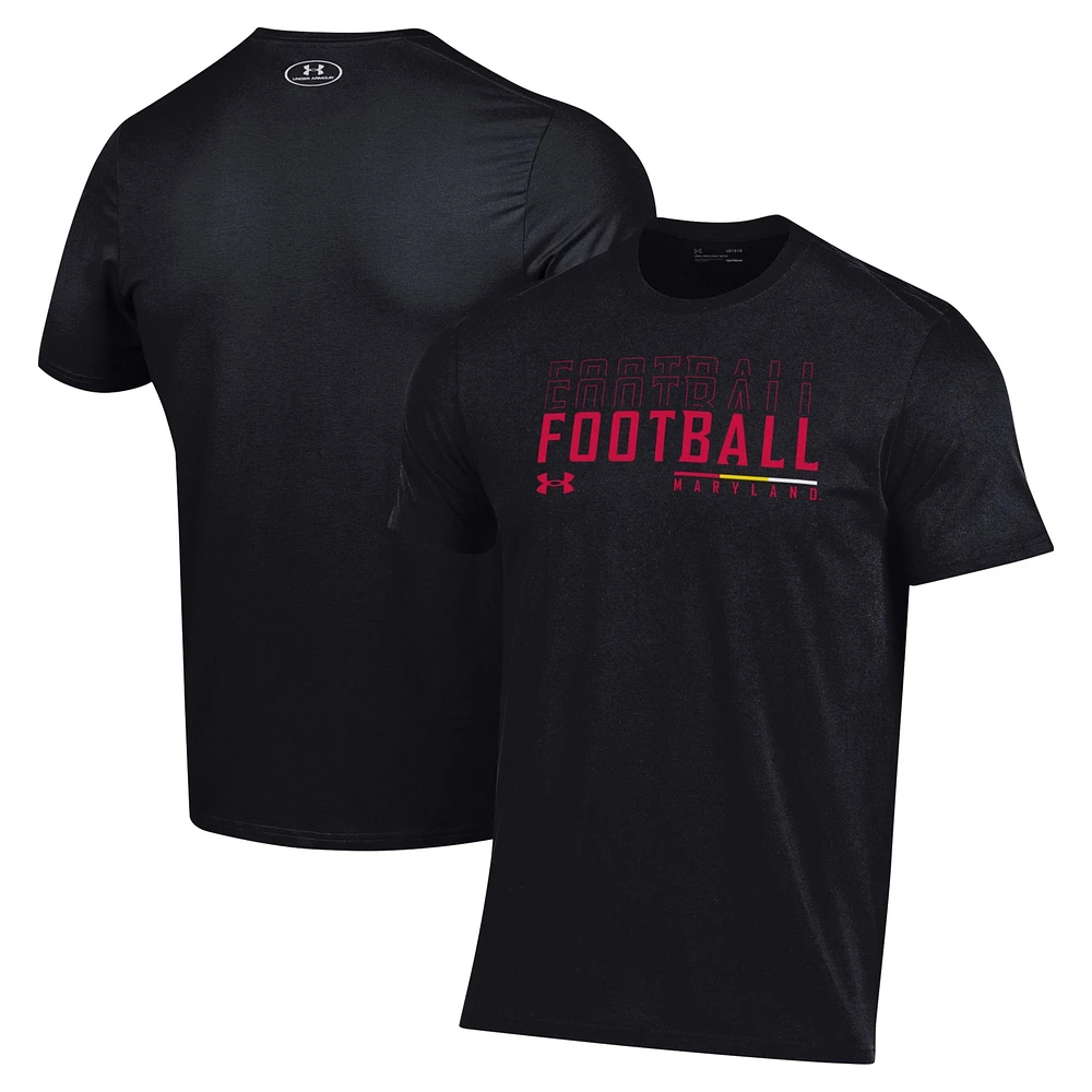 T-shirt noir Under Armour Maryland Terrapins 2024 Sideline Football Performance pour homme