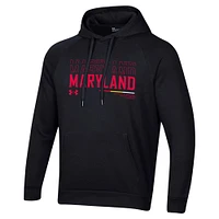 Sweat à capuche noir Under Armour Maryland Terrapins 2024 Sideline Wordmark Rival pour hommes