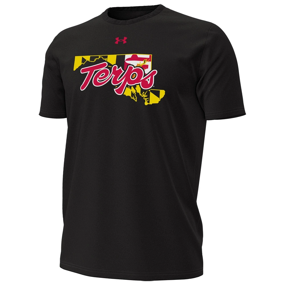 Men's Under Armour  Black Maryland Terrapins Pride Script T-Shirt
