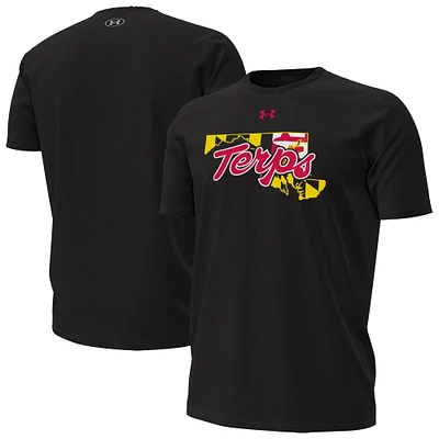 Men's Under Armour  Black Maryland Terrapins Pride Script T-Shirt