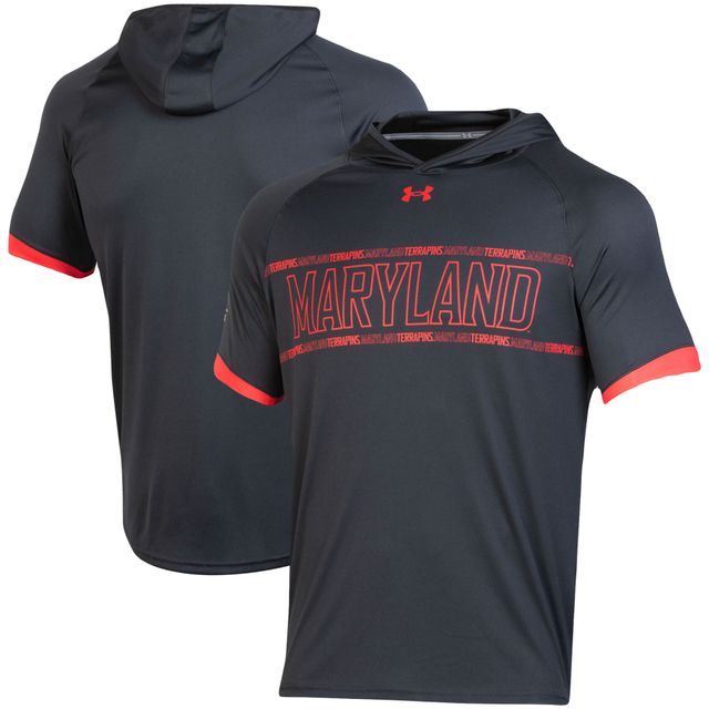 T-shirt raglan Performance Under Armour Maryland Terrapins sur le terrain de basket-ball à capuche pour homme