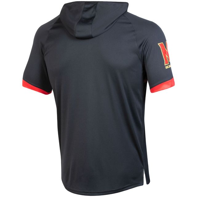 T-shirt raglan Performance Under Armour Maryland Terrapins sur le terrain de basket-ball à capuche pour homme