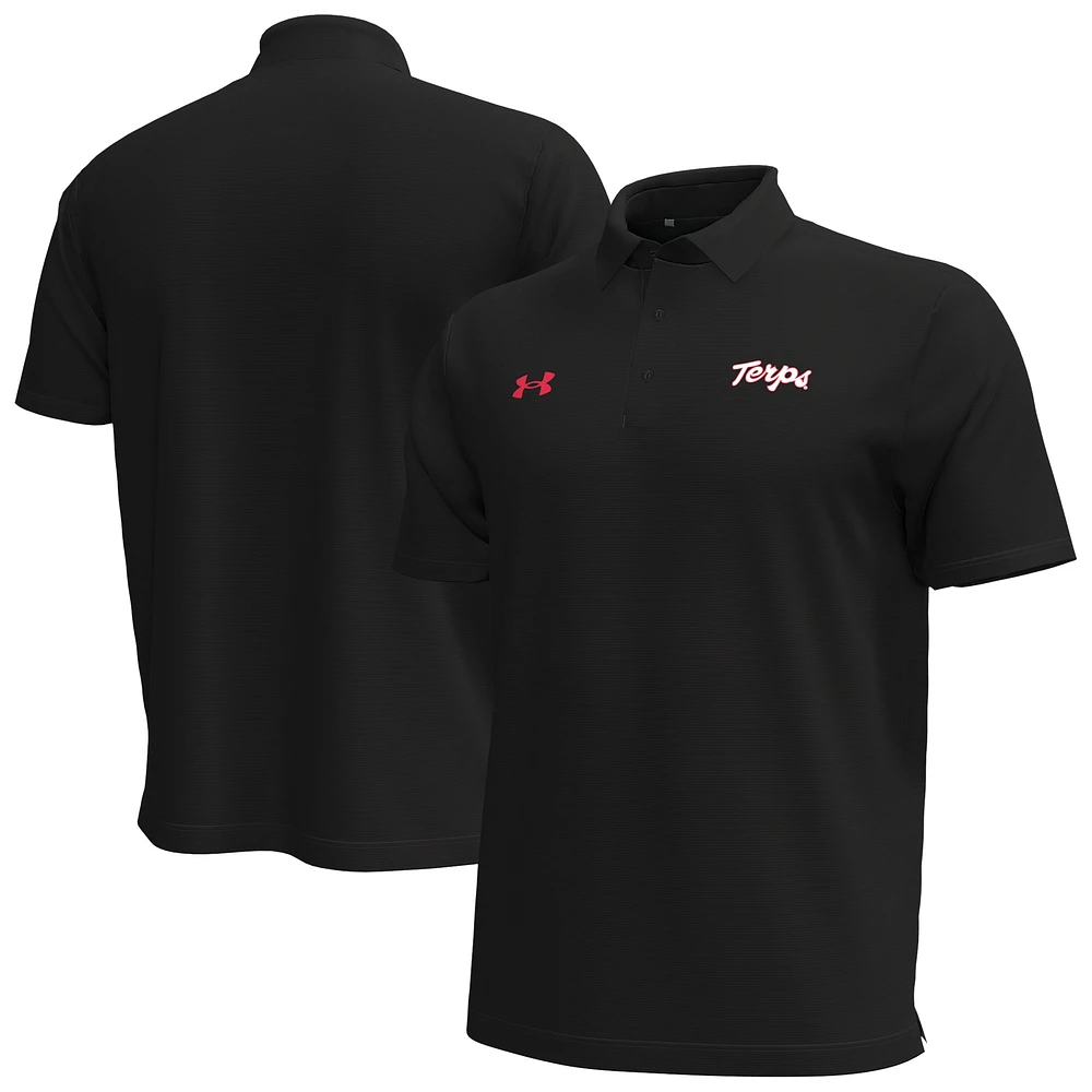 Polo noir à rayures sur la poitrine pour homme des Maryland Terrapins Playoff Performance d'Under Armour