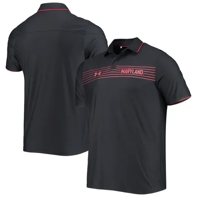 Maryland Terrapins Under Armour Sideline Chest Stripe Performance Polo - Black