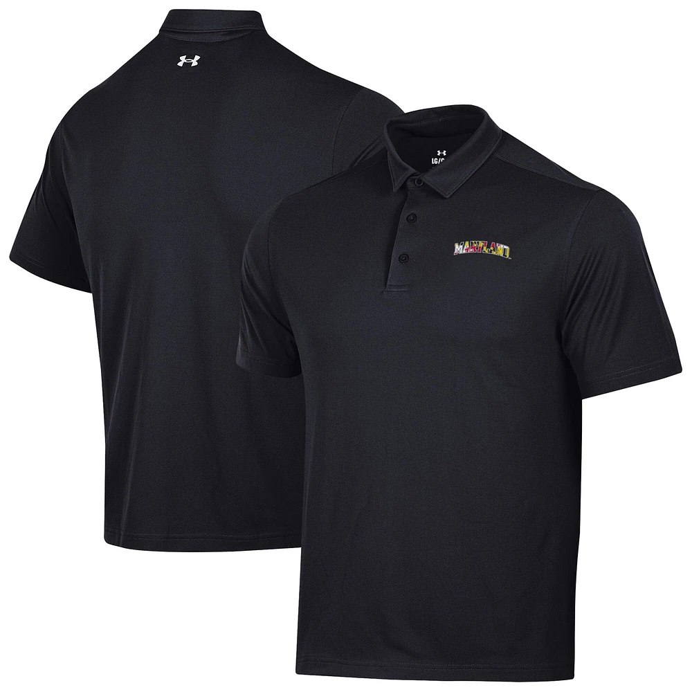 Men's Under Armour Black Maryland Terrapins T2 Green Day Polo