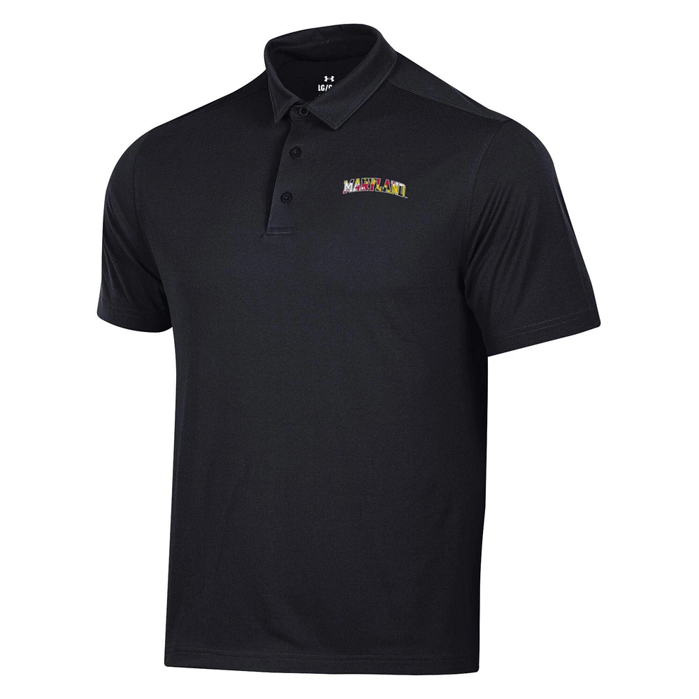 Men's Under Armour Black Maryland Terrapins T2 Green Day Polo