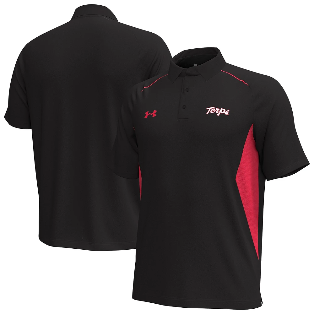 Men's Under Armour  Black Maryland Terrapins Title Performance Polo