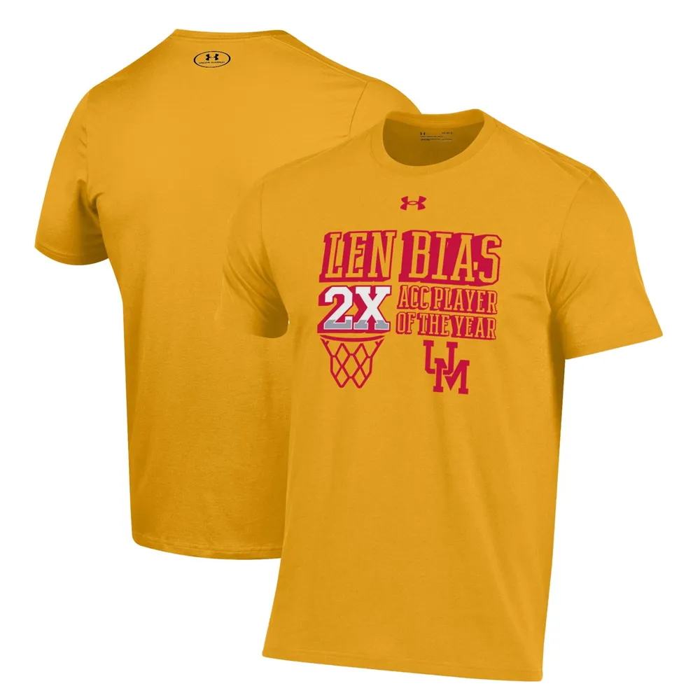 T-shirt Under Armour Gold Maryland Terrapins Len Bias Performance pour hommes