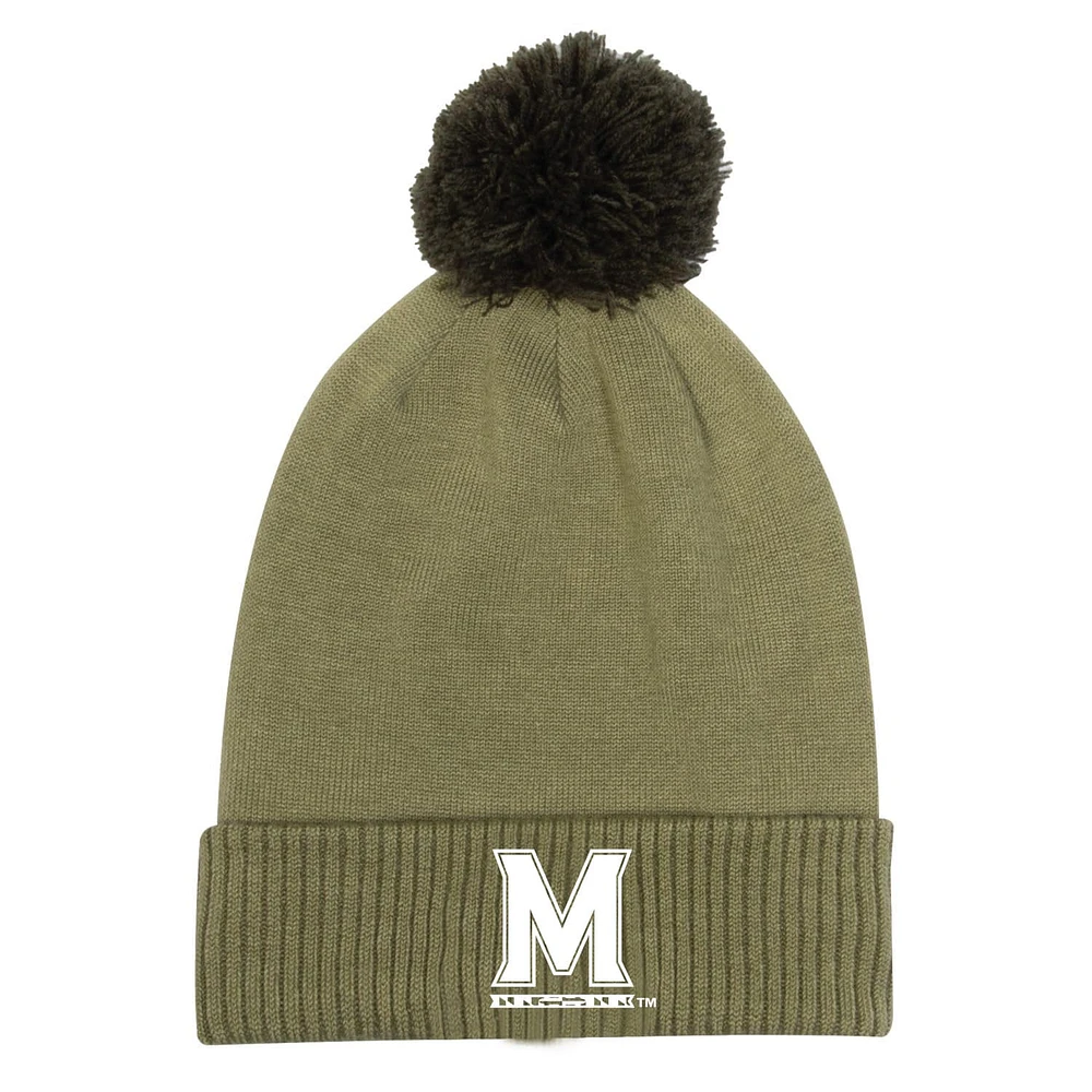 Under Armour Green Maryland Terrapins Freedom Collection Bonnet en tricot à revers pour homme avec pompon