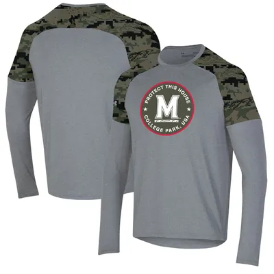 Maryland Terrapins Under Armour Freedom Long Sleeve T-Shirt - Heathered Gray/Camo