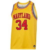 Maillot de joueur réplique Under Armour Len Bias Gold Maryland Terrapins pour homme