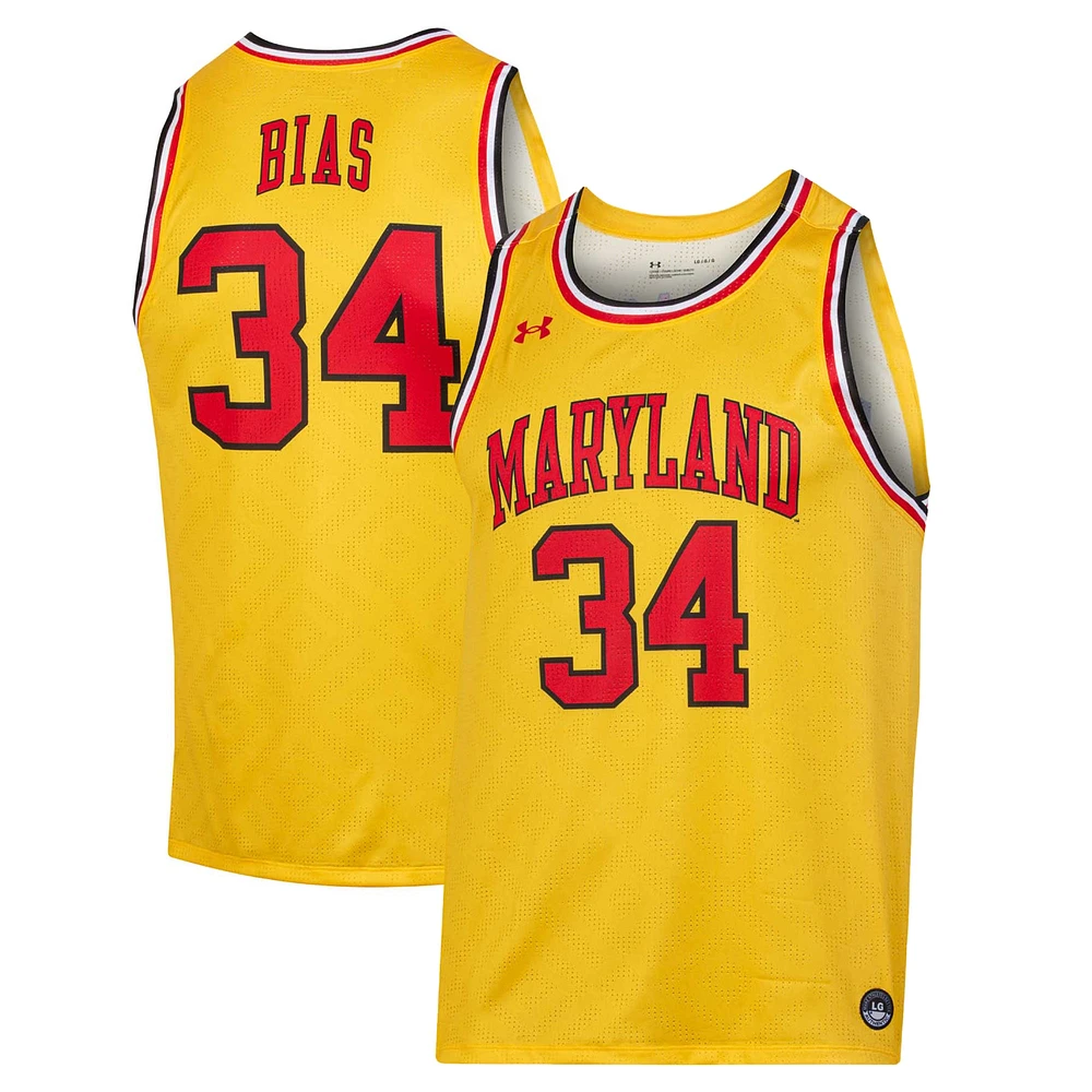 Men's Under Armour Len Bias Gold Maryland Terrapins Replica Player Jersey