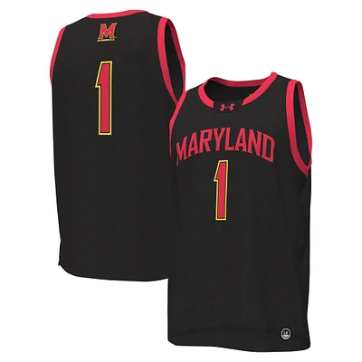 Maillot de basket-ball réplique Under Armour #1 Maryland Terrapins noir pour homme