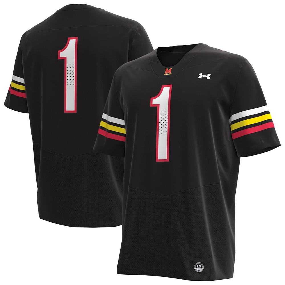 Maillot de football réplique Under Armour #1 Maryland Terrapins noir pour homme