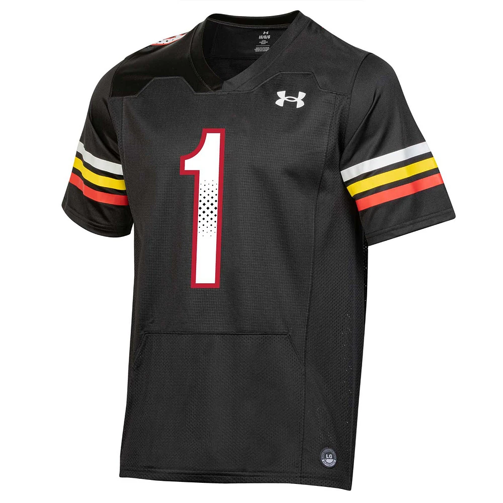 Under Armour #1 Noir Maryland Terrapins Réplique Maillot de Football Homme