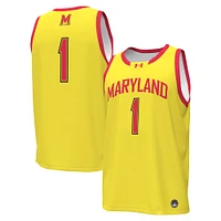 Men's Under Armour #1 Gold Maryland Terrapins Replica Basketball Jersey