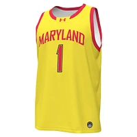 Men's Under Armour #1 Gold Maryland Terrapins Replica Basketball Jersey