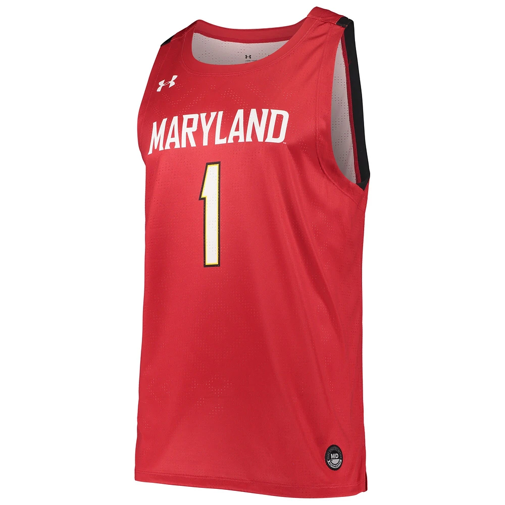 Under Armour #1 Rouge Maryland Terrapins College Replica Maillot de basket-ball pour homme