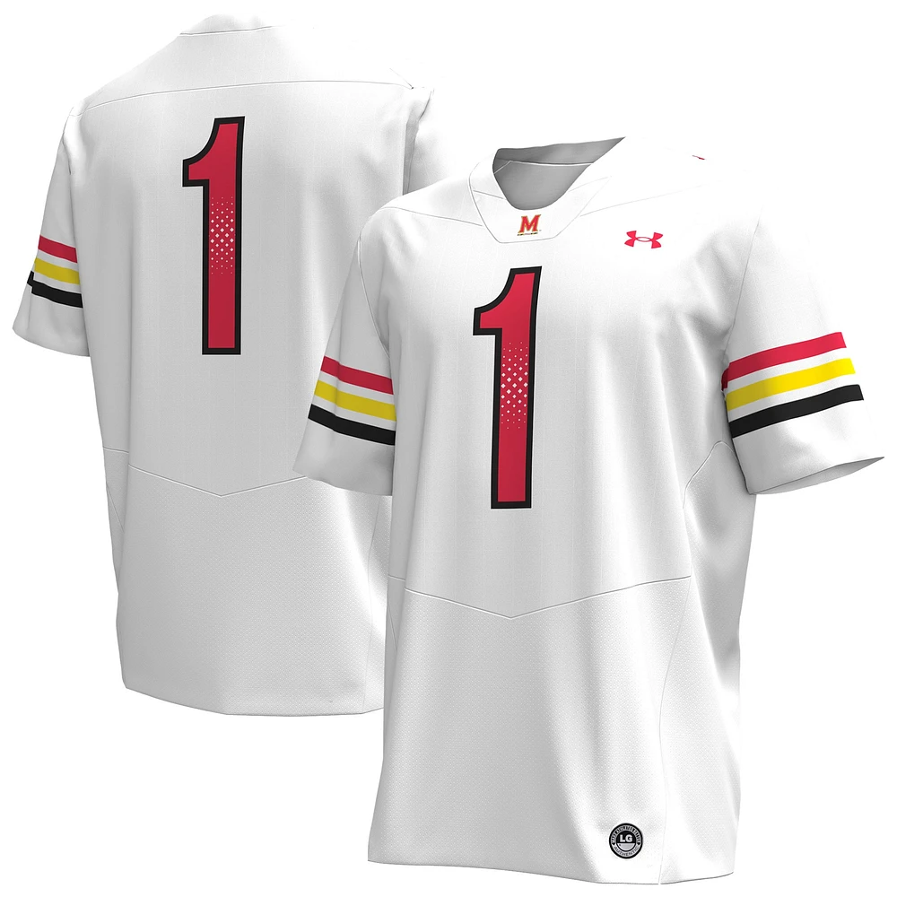 Under Armour #1 Blanc Maryland Terrapins Réplique Maillot de Football pour Homme