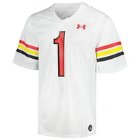 Men's Under Armour #1 White Maryland Terrapins Replica Football Jersey