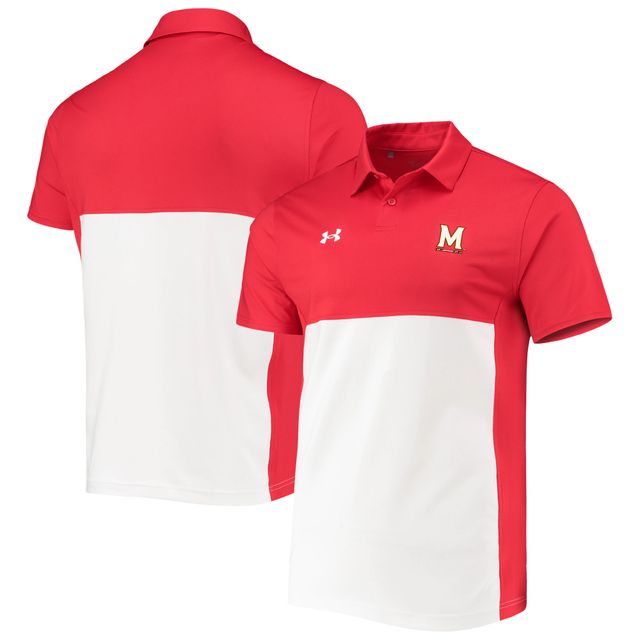 Polo de performance Under Armour pour hommes, rouge/blanc, Maryland Terrapins 2022 Blocked Coaches