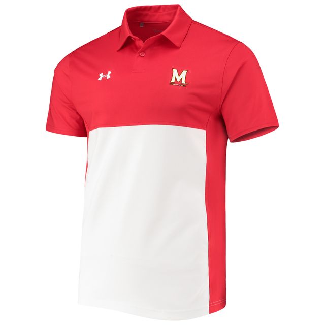 Polo de performance Under Armour pour hommes, rouge/blanc, Maryland Terrapins 2022 Blocked Coaches