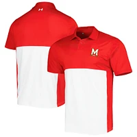 Under Armour Rouge/Blanc Maryland Terrapins Vert Blocked Polo Performance Homme