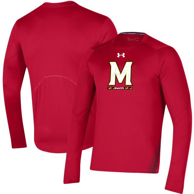 T-shirt à manches longues Under Armour rouge Maryland Terrapins 2021 Sideline Entraînement Performance pour homme