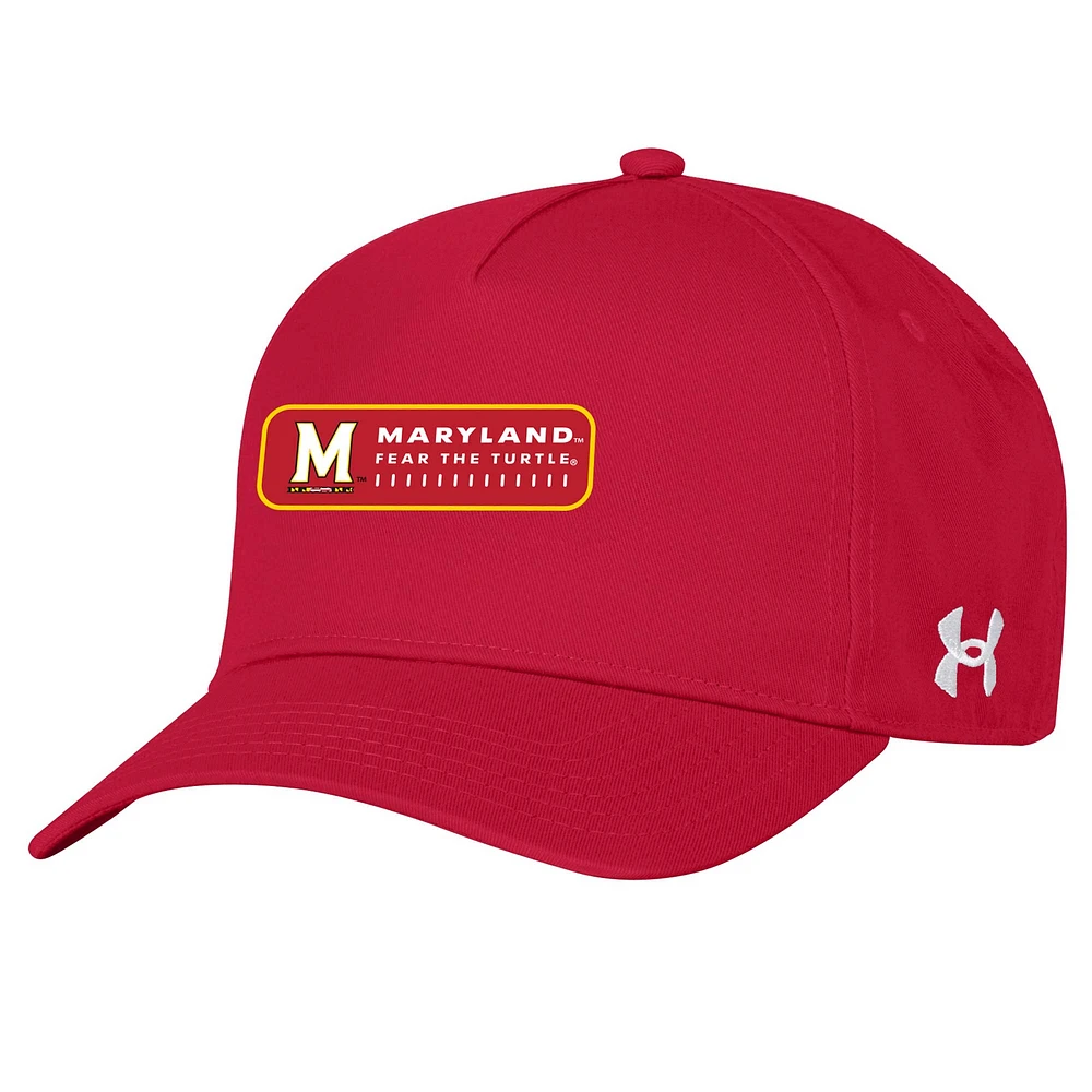 Casquette ajustable rouge Maryland Terrapins 2023 Sideline Under Armour pour homme