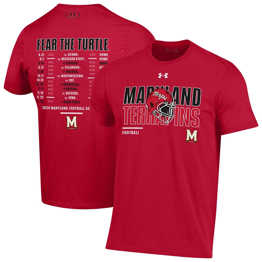 T-shirt de performance pour homme Under Armour Red Maryland Terrapins 2024 Football Schedule