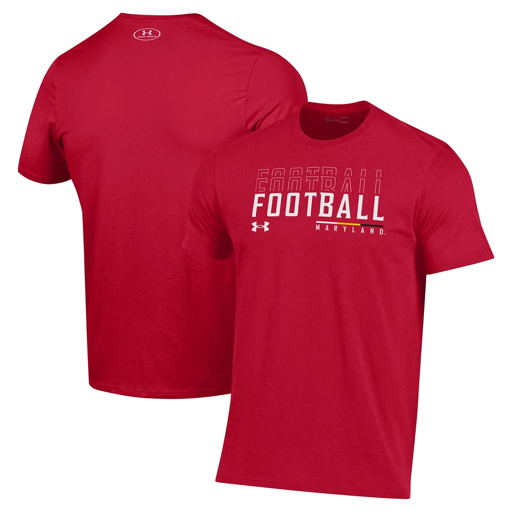 T-shirt rouge Under Armour Maryland Terrapins 2024 Sideline Football Performance pour homme