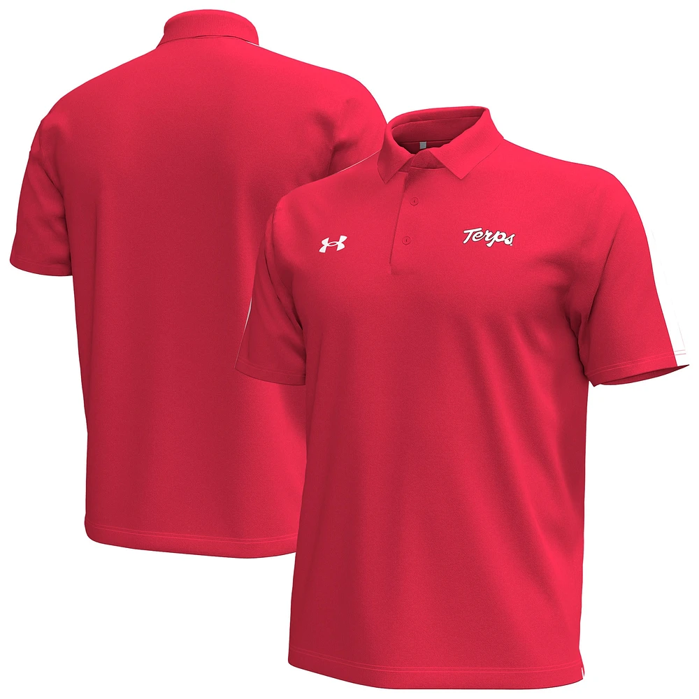 Polo Pinnacle Performance rouge Maryland Terrapins pour homme Under Armour