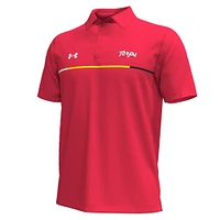 Polo Performance à rayures sur la poitrine pour homme des Maryland Terrapins Playoff Under Armour Red