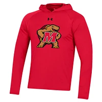 T-shirt à manches longues raglan avec logo de l'école Maryland Terrapins Under Armour rouge pour homme